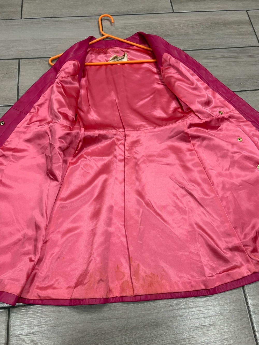 Vintage 60s Leather Beged Or Israel Couture pink leather dress size 42 - Picture 12 of 14